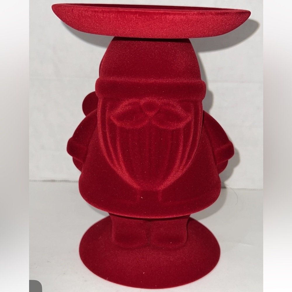 FLOCKED SANTA Candle Holder